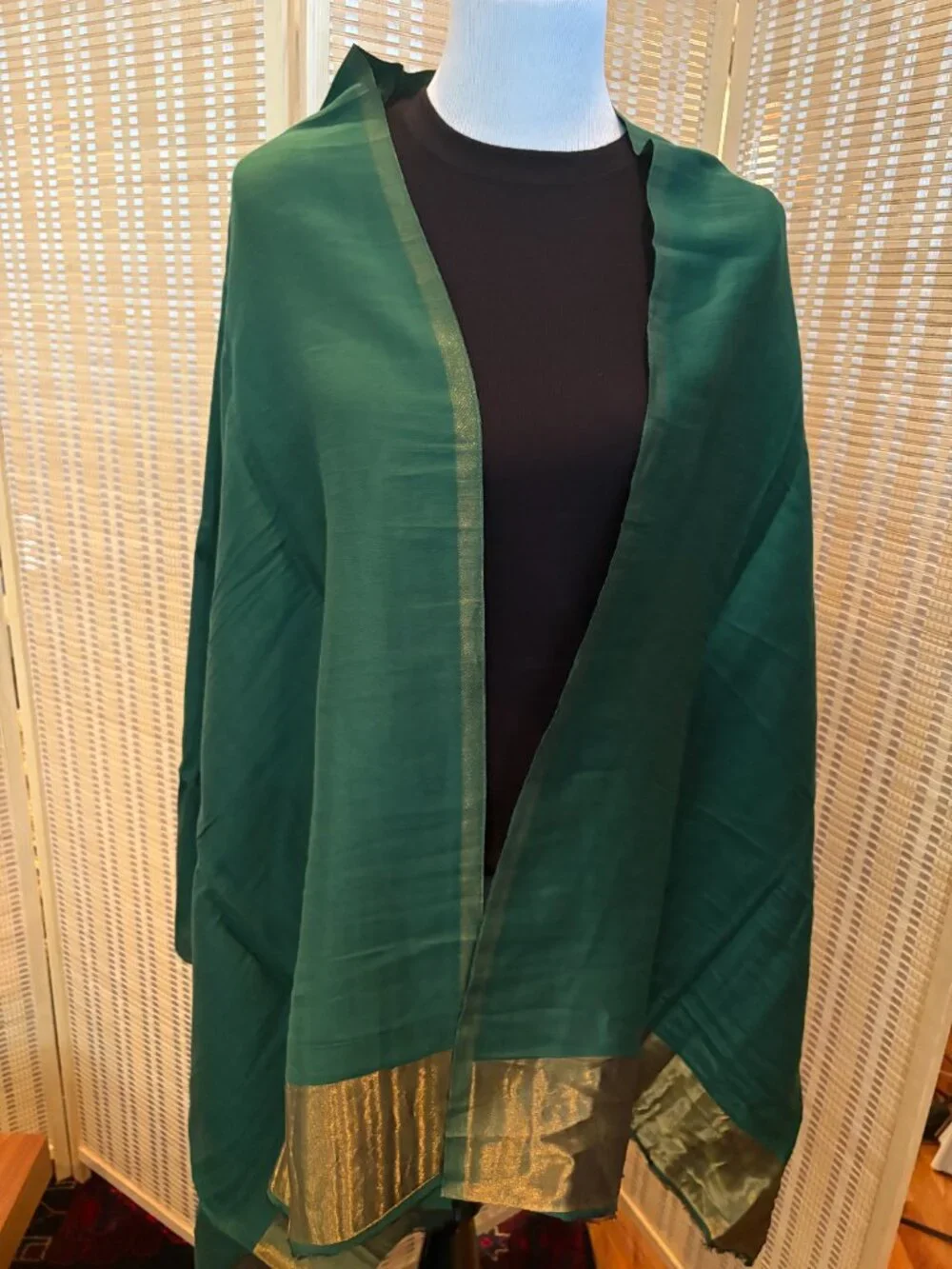 Silk Reversible Gold Thread Scarf - Never Worn